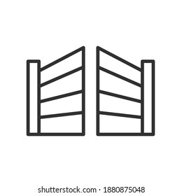 the gates are ajar, open, linear icon. Editable stroke