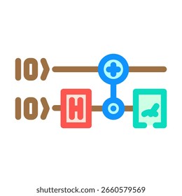 diagrama de portas ícone de cor do computador quântico vetor. diagrama de portas sinal do computador quântico. símbolo isolado ilustração