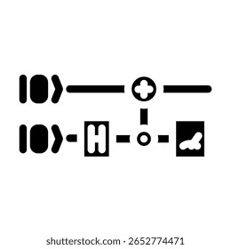 diagrama de portas ícone de glifos do computador quântico vetor. diagrama de portas sinal do computador quântico. símbolo isolado ilustração