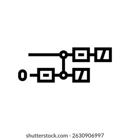 Gates Diagramm Quantencomputer Zeile Symbol Vektor. Gatterdiagramm-Quantencomputerzeichen. isoliertes Kontursymbol, schwarze Illustration