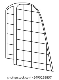 Gates for sports games. Rectangular design with a net for scoring goals. Sketch. Vector icon. Isolated white background. Doodle style. Idea for web design.