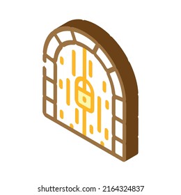 Türen zu Schatz isometrische Symbol Vektorgrafik. Tore zu Schatz Zeichen. einzelne Symbolillustration