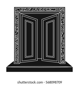 Gates to Valhalla icon in black style isolated on white background. Vikings symbol stock vector illustration.