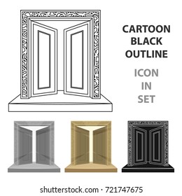 Gates to Valhalla icon in cartoon style isolated on white background. Vikings symbol stock vector illustration.
