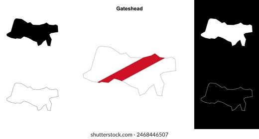 Gateshead blank outline map set