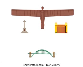 gateshead city most important landmarks vector