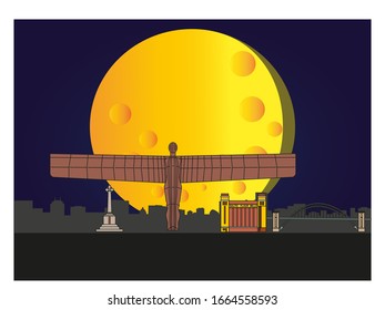 gateshead city skyline vector with its most important monuments