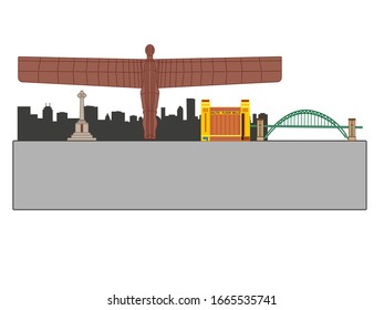 gateshead city skyline vector with its most important monuments