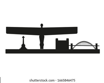 gateshead city skyline vector with its most important monuments