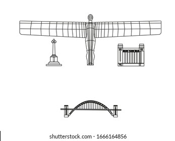 portador de la ciudad de Gateshead con sus monumentos más importantes