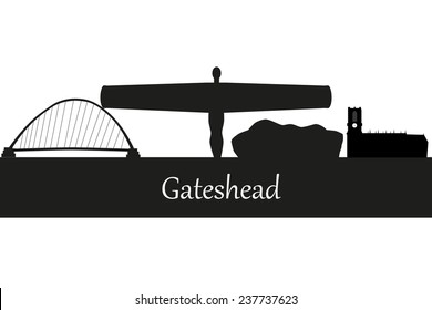 Gateshead in England city skyline silhouette vector illustration