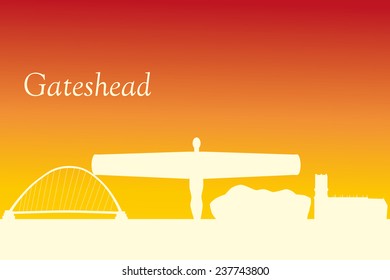 Gateshead in England city skyline silhouette vector illustration