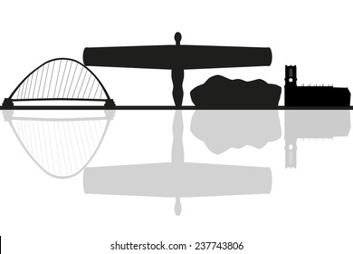 Gateshead in England city skyline silhouette vector illustration