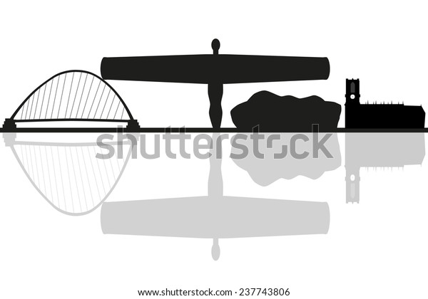 イギリスの都市のスカイラインシルエットベクターイラストのゲートシード のベクター画像素材 ロイヤリティフリー