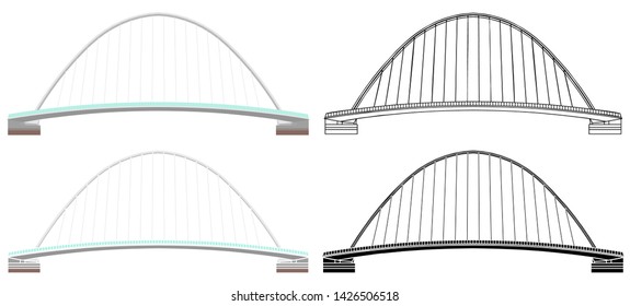 Gateshead Millenium Bridge colored and outline only