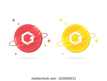 GateToken (GT) coin flat icon isolated on white background.