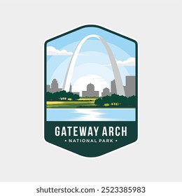 Ilustración del logotipo del parche del Parque Nacional del arco de la puerta de enlace