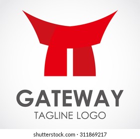 Gateway door construction property entrance abstract vector logo design template real estate business icon corporate and company identity symbol concept