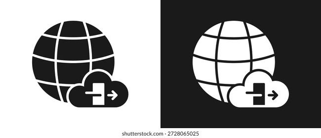 Glifo Del Conjunto Del Icono De La Puerta De Enlace En Fondo Blanco Y Negro
