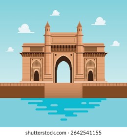 De poort van India tegen de hemel. Mumbai Bombay. beroemd historisch monument.