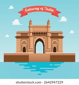 Gateway Of India tegen de hemelposter. Mumbai Bombay. beroemd historisch monument.