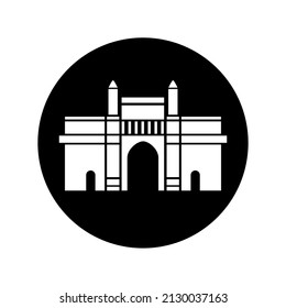 Gateway of India Black and white vector icon. Gateway of India Flat Vector.