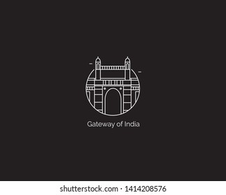 Gateway of India icon, Element design in outline style. Line art vector illustration.