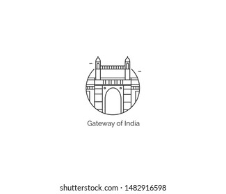 Gateway of India icon, Element design in outline style. Line art vector illustration.