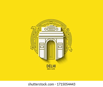 Gateway of India icon, Element design in outline style. Line art vector illustration.