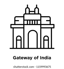 Puerta de enlace de India vector de icono aislado en fondo blanco, puerta de enlace de India signo transparente , señal de línea o lineal, diseño de elemento en estilo de contorno