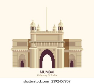 Gateway of India Mumbai city India Vector art Famous Indian Historic Monument 