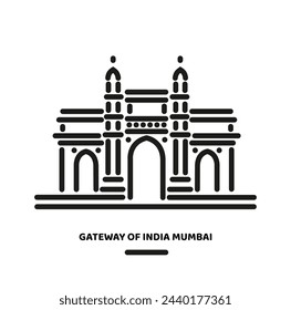 Gateway of India Mumbai illustration icon.