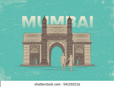 Gateway of India, Mumbai landmark Vector Illustration. India famous monument for graphics, brochure, poster, banner, advertisement, web design and office space graphics.