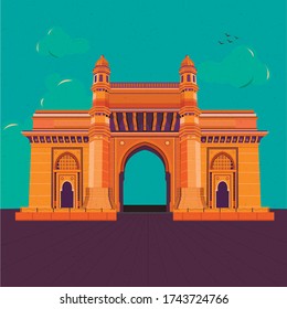 gateway of India Mumbai line art illustration