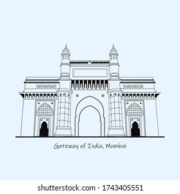 Gateway of India, Mumbai a vector line silhouette illustration abstract design