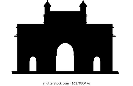 Gateway Of India Silhouette Vector Illustration