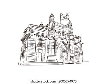 gateway of india sketch style
