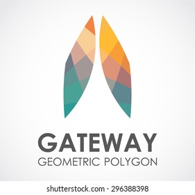 Gateway polygon colorful abstract vector logo design template. Business geometric icon. Art company identity symbol concept.