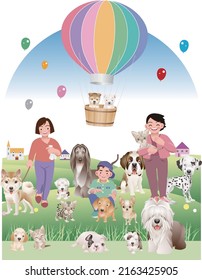 Gather around, all you cute dogs and cats.vector illustration