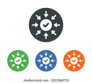 Gather and collect vector icon. Join and connect symbol concept.
