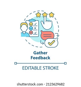 Gather feedback concept icon. Providing UCaaS infrastructure process abstract idea thin line illustration. Isolated outline drawing. Editable stroke. Arial, Myriad Pro-Bold fonts used