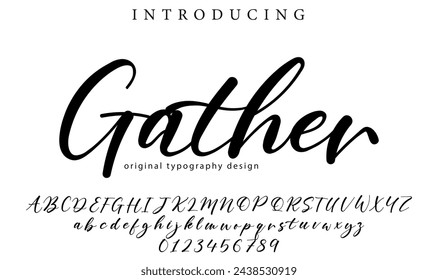 Gather Font Stylish brush painted an uppercase vector letters, alphabet, typeface
