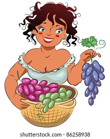Gather grapes. Vector illustration