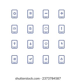 Gather icon line 16 sets, feature icons on cellphones, for business purposes