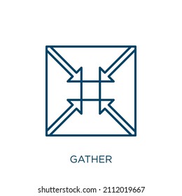 gather icon. Thin linear gather outline icon isolated on white background. Line vector gather sign, symbol for web and mobile