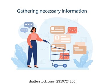 Gather necessary info to conduct difficult negotiation. Business characters with opposite opinions coming up with mutual decision. Making a compromise on a meeting. Flat vector illustration