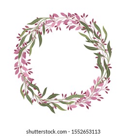 Gathered in Wreath Branches and Berries Vector Decoration