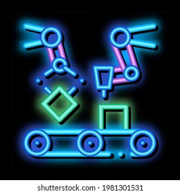 Gathering Conveyer Artificial neon light sign vector. Glowing bright icon transparent symbol illustration