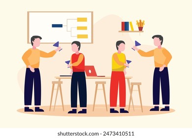 Reunión de empleados Concepto. Ilustración vectorial plana de color aislada.