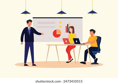 Gathering employees Concept. Colored flat vector illustration isolated.